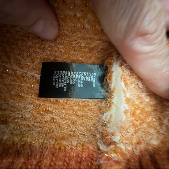 Allison New York Chevron Colorblock Button-Front Cardigan in Rust & Cream - Picture 8 of 8